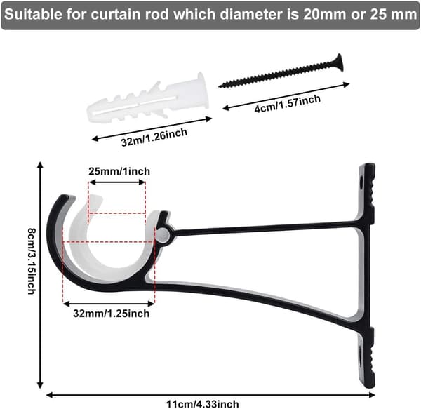 4 STK Gardinstångsbeslag i Aluminiumlegering 11*8 cm Rostskyddsfäste för Gardinstång