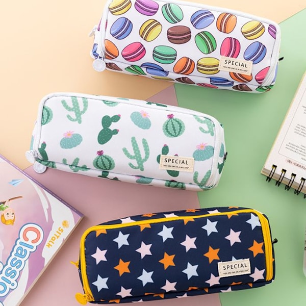 Stort etui Stor kapasitet 3 rom Canvas penn shape3