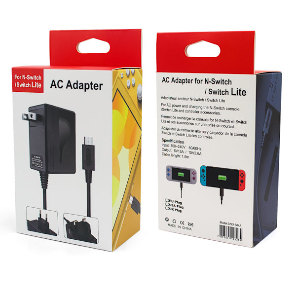 AC-adapter til Nintendo Switch / Switch Lite + dockingstation