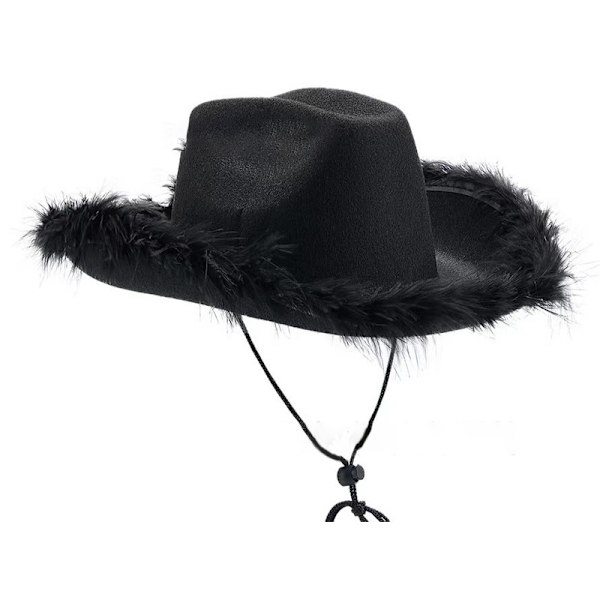 Cowboyhatt med fjær Black