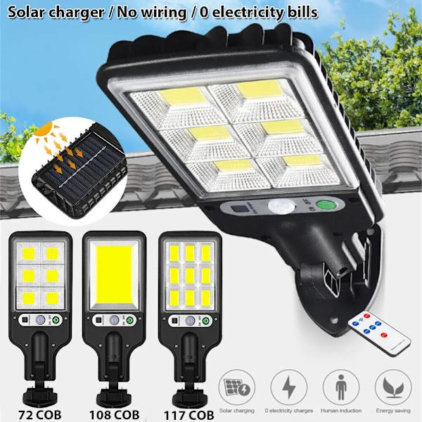 Solcellsdriven LED-vägglampa för utomhusbruk med 3 lägen och rörelsedetektor 616-3