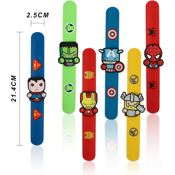 Børnearmbånd, 6 stk. Superhelte Slap Armbånd Superhelte Slap Bands Drengearmbånd Avengers Armbånd, til børn Drenge og piger fødselsdagsfester