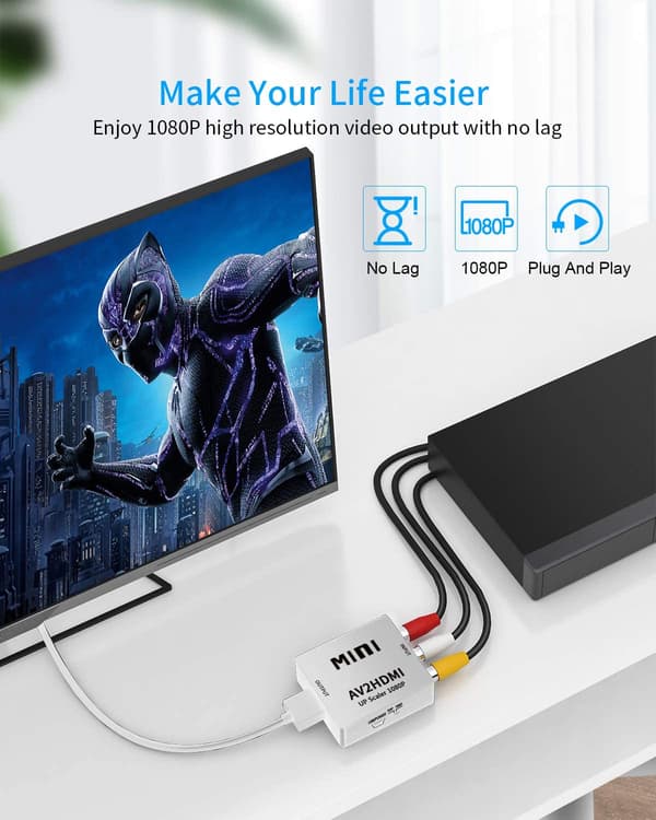 RCA till HDMI-adapter / signalomvandlare Vit