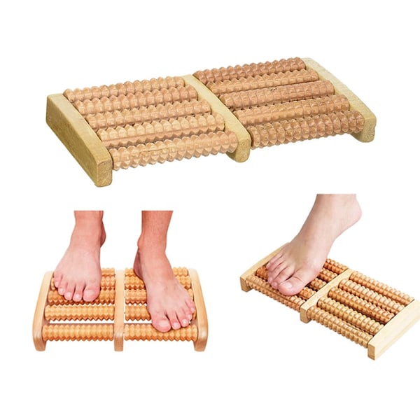 Fotmassagerulle i trä - Lindra fotsmärta