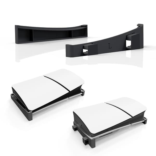 PS5 Slim Horisontalt Stativ, PS5 Slim Konsoll Base Stativ, Base Stativ Tilbehør Kompatibelt med Playstation 5 Disc & Digital Editions