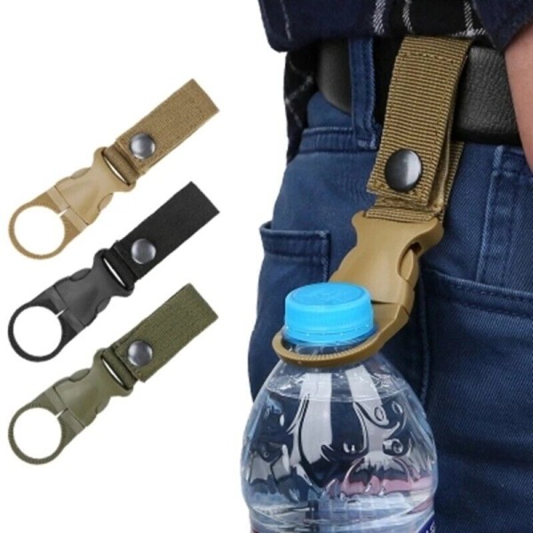 Vattenflaska Spänne Hållare Clip Molle Karbinhake Bälte Webbing Hängare Krok 4ST Black