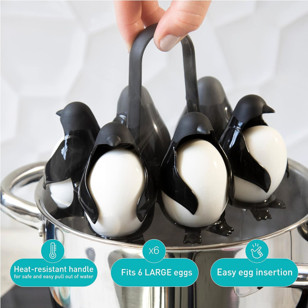 3-i-1 eggkoker, oppbevaring og servering, pingvinformet