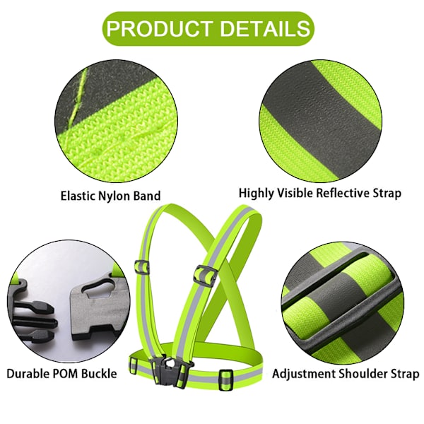 Reflekterende Elastisk Båndsett Refleksjakke Refleksvest green