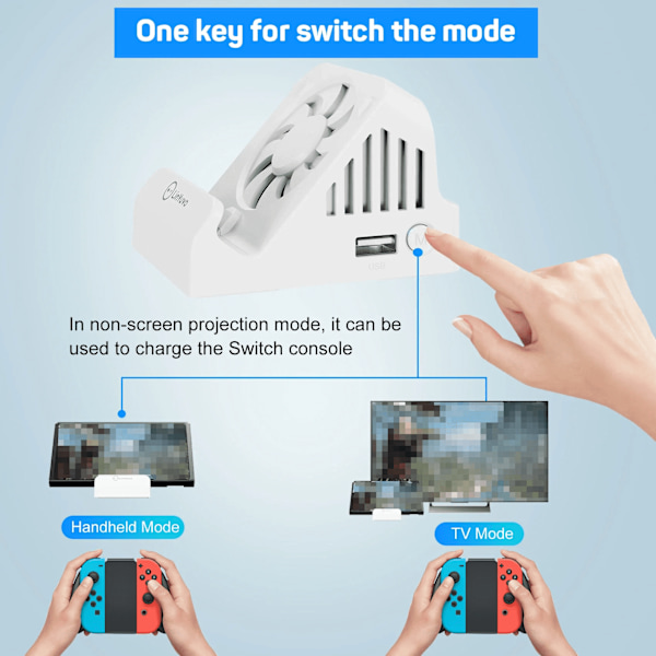 Kannettava jalusta TV-projektio lataustelakka Switchille, jäähdytystuuletin kompakti 4K HDMI -sovitin USB 3.0 -porteilla