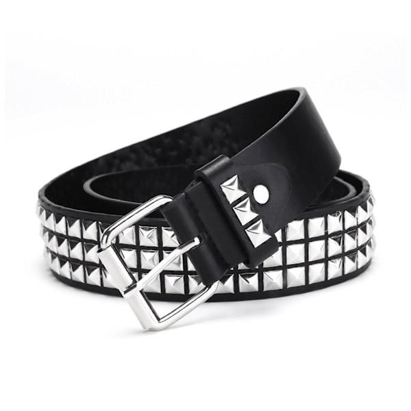 Punk Rock Sølv Sort Metal Nitter Pyramide Studs Sort med Bæltespænde White