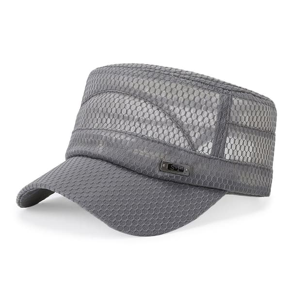 Breathable Men's Baseball Cap, Adjustable UV Resistant Flat Cap, Casual, Outdoor, Spring and Summer Light gray