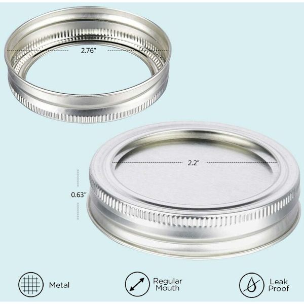 Salg Mason Jar Lokk, 24-pakning 70 mm Vanlig Munn Lekkasjesikre Konserveringslokk Delte Lokk