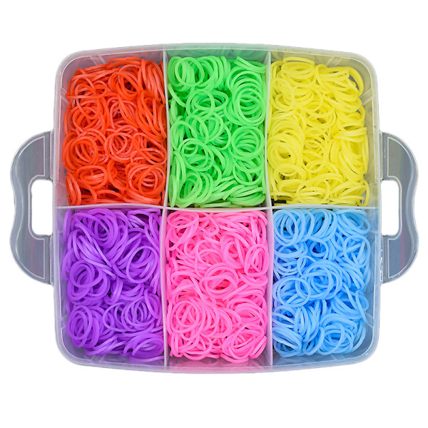 Loom Bands -setti 4 500 kpl kuminauhoja - Tee omia rannekoruja ja hahmoja, monivärinen
