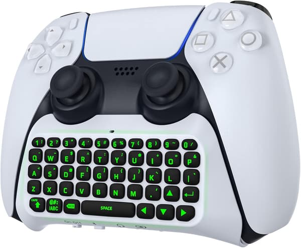 Grønt baggrundsbelyst tastatur til PS5-controller, PS5 trådløst minitastatur Chatpad til Playstation 5-controller med 3,5 mm lydstik