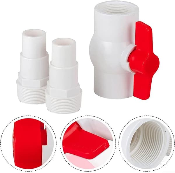 AR512 On/Off-ventiladapter til 38 mm og 32 mm diameterslange, kuglehane med T-håndtag, adapter til poolvandsafspærring