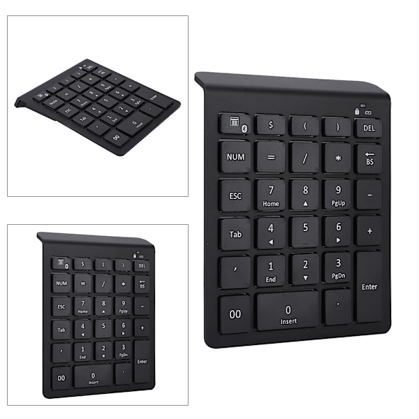 Svart 28-tasters Mini Numpad Trådløs BT3.0 Numerisk Tastatur