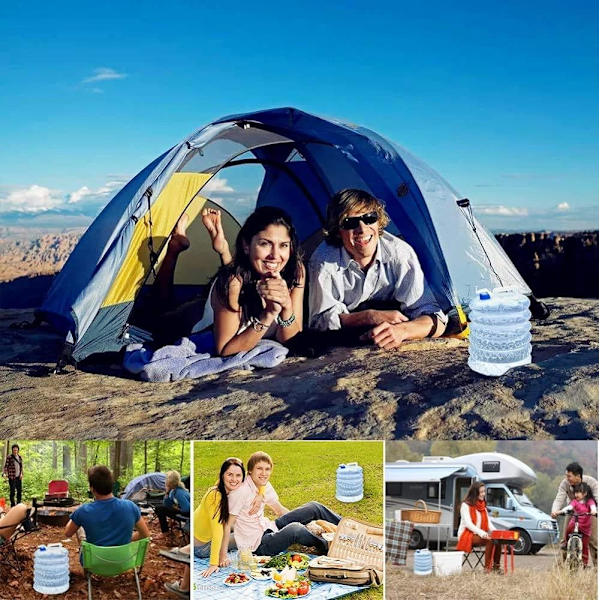 5L 10L 15L Vikbara Vattentankar med Kran, Vikbar Plastbehållare, BPA-fri, för Camping, Vandring, Klättring 10L