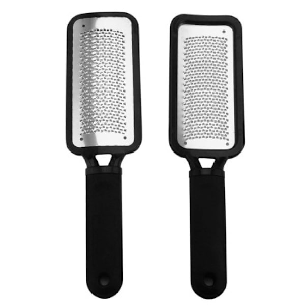 2-pak rustfri stålhårdhudsfjerner, grove og fine fodfile, fodfile til pedicure og fodpleje, (sort)