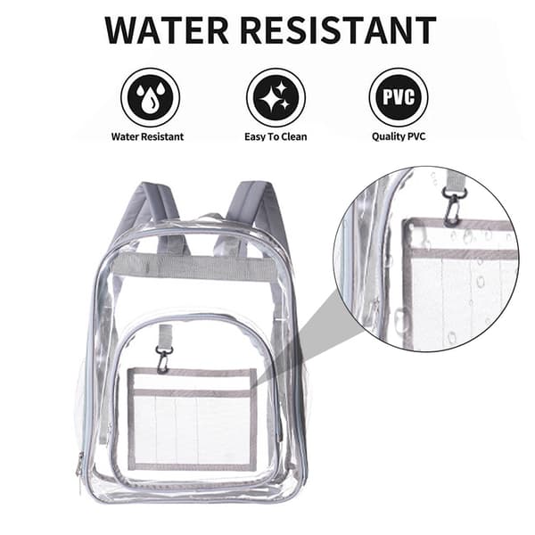 Transparent rygsæk, gennemsigtig PVC-rygsæk gray