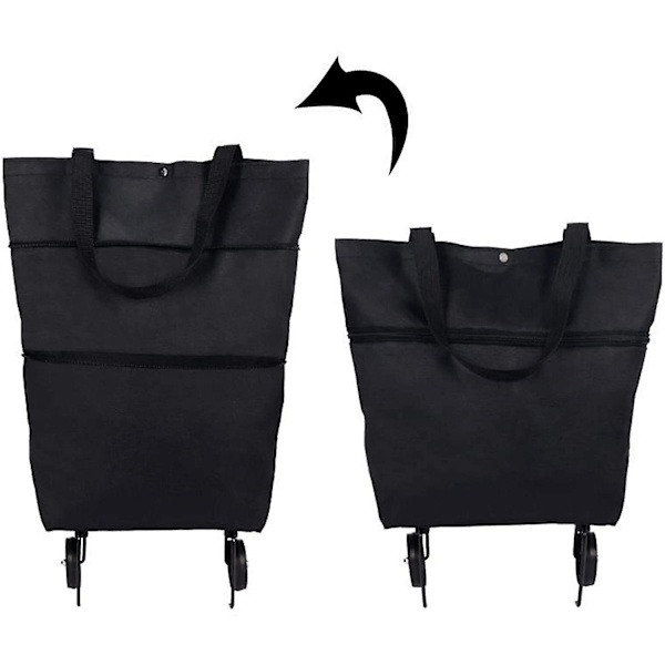 Sammenklappelig indkøbsvogn, foldbar to-trins lynlås Sammenklappelig indkøbstaske med hjul Sammenklappelig indkøbsvogn til frugt, grøntsager, shopping