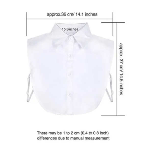 Kvinner Dame Falsk Krage Halv Skjorte Stil Bluse Avtakbar Krage White color