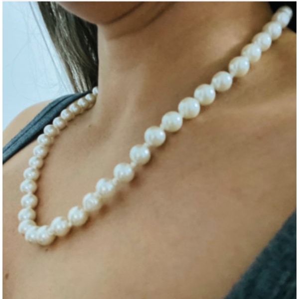 Vita pärlor Design Halsband L HANDMADE LOVE UNIKA vit