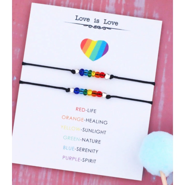 2 Vänskapsfotband/ankelband Love Regnbågsfärgad Pride transparent