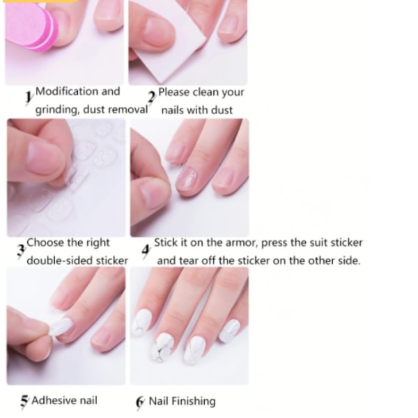 48st naglar Dubbelsidig Nail Art tejp Manikyr verktyg 2set transparent