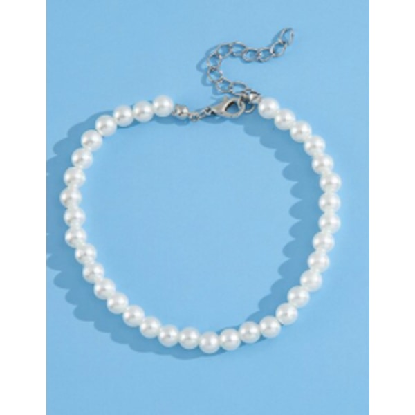 1 st vita pärlor HOTDesign FOTLÄNK Vristband HOT UNIKA vit