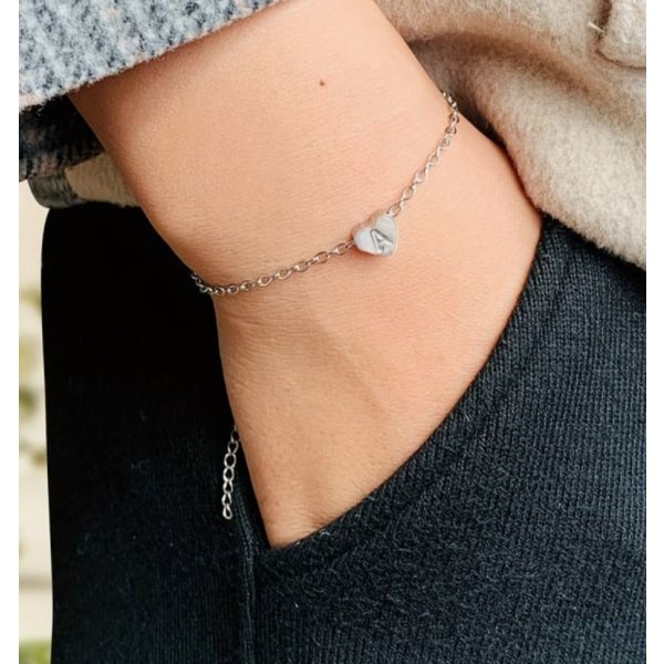 B BOKSTAV RUND SILVER ARMBAND