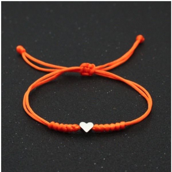 Armband hjärta Fotlänk olika färger justerbara UNISEX HANDMADE orange