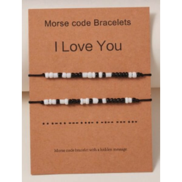 Morse code Pararmband vänskapsarmband med kärlekskort svart