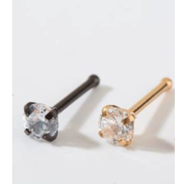 2 st guld diamant piercing Näsring diamant  piercing HOT näsa guld