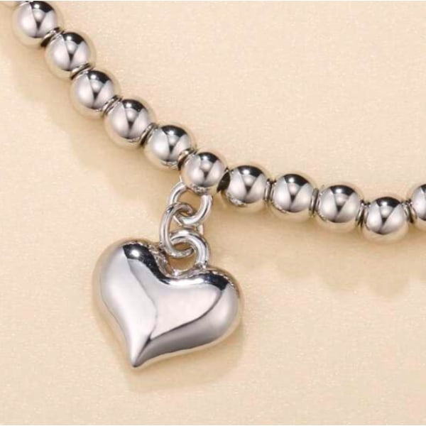 Silver hjärta pärlor Design ARMBAND HANDMADE NYHET LOVE silver
