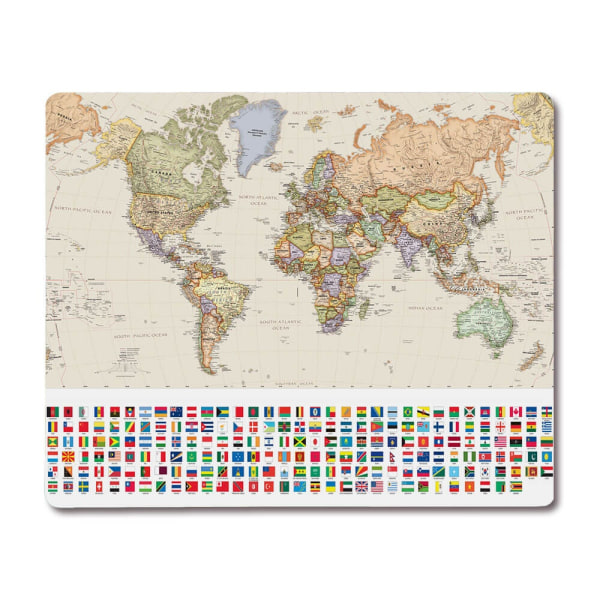 Karta över Världen med Flaggor Metall Poster, Karta över Världen multifärg