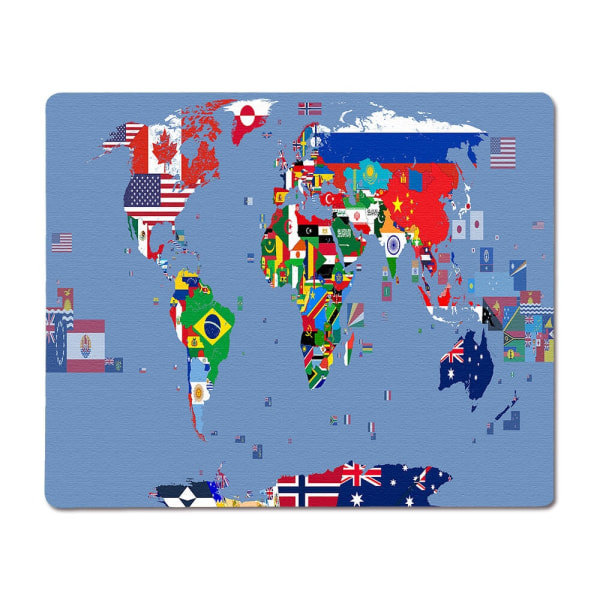 Världens Flaggakarta Metall Poster, Världens Flaggakarta Metalla multifärg