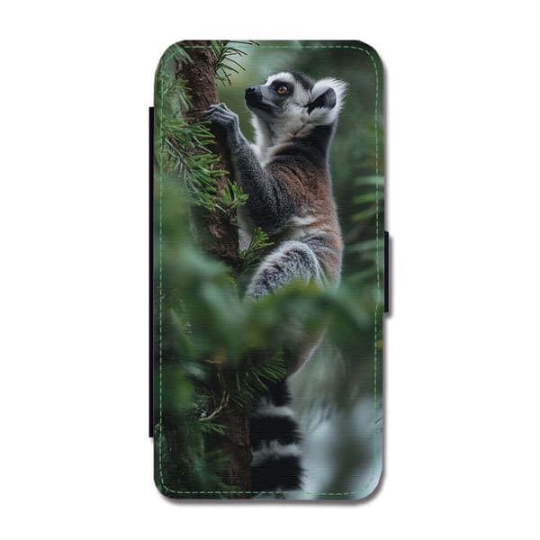 Söt Djur Lemur iPhone 14 Plus Flip Mobilfodral