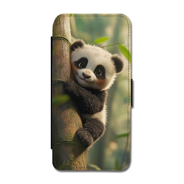 Söt Tecknad Panda För Barn iPhone 15 Pro Max Flip Mobilfodral