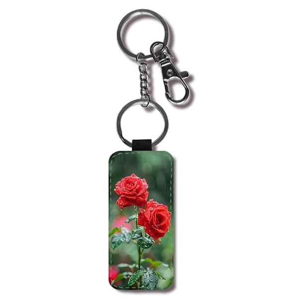 Blommor Röda Rosor Nyckelring