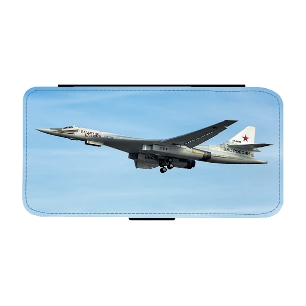 Tu-160 Tung Strategisk Bombplan Samsung Galaxy S24 Ultra Flip Mobilfodral