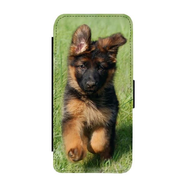 Tysk Schäferhund Valp iPhone 13 Pro Max Flip Mobilfodral