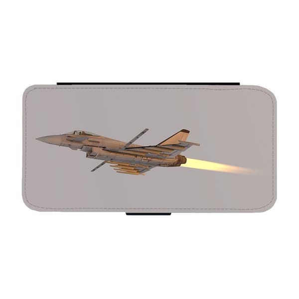 Eurofighter Typhoon Jaktflygplan iPhone 16 Plus Flip Mobilfodral