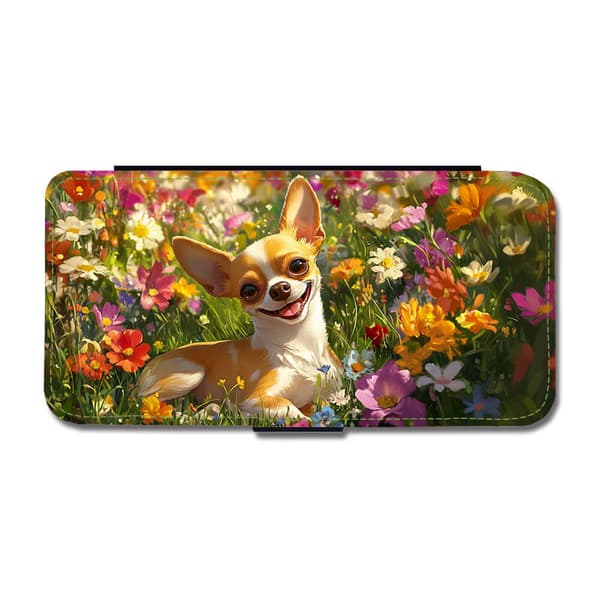Barn Söt Tecknad Chihuahua Hund iPhone 16 Plus Flip Mobilfodral