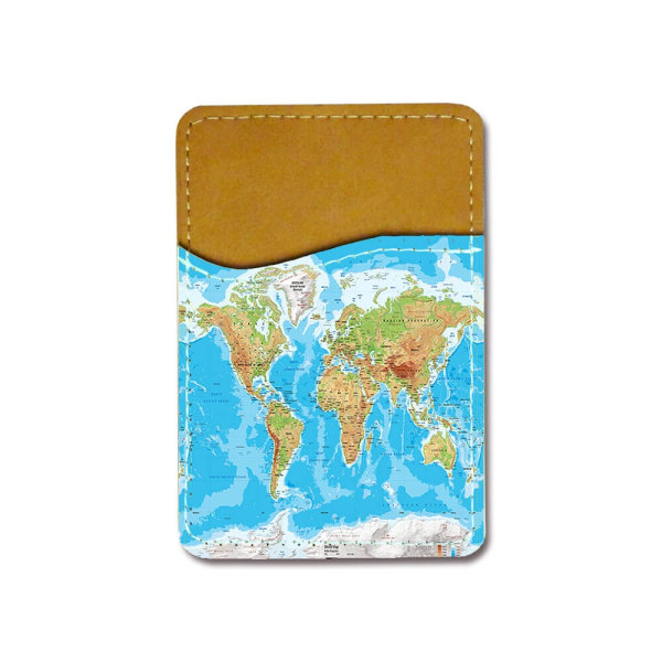 Karta över Världen Självhäftande Korthållare För Mobiltelefon multifärg
