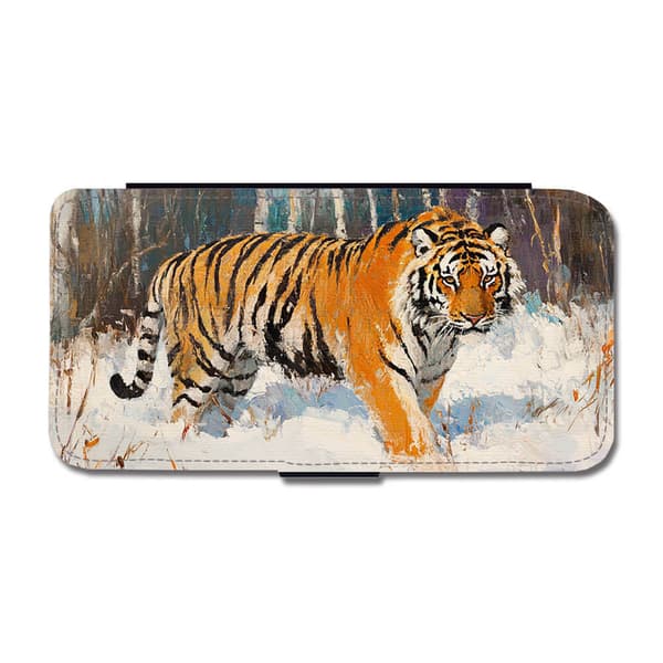 Djur Tiger Oljemålning iPhone 17 Pro Max Flip Mobilfodral