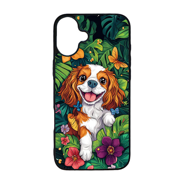 Barn Söt Tecknad Cavalier King Charles Spaniel Hund iPhone 16 Plus Mobiltelefon Skal