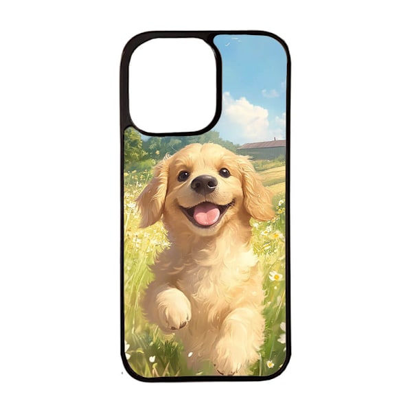 Tecknad Golden Retriever Hund iPhone 14 Pro Max Mobiltelefon Skal