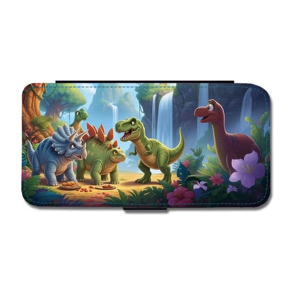Barn Tecknade Dinosaurier iPhone 14 Flip Mobilfodral
