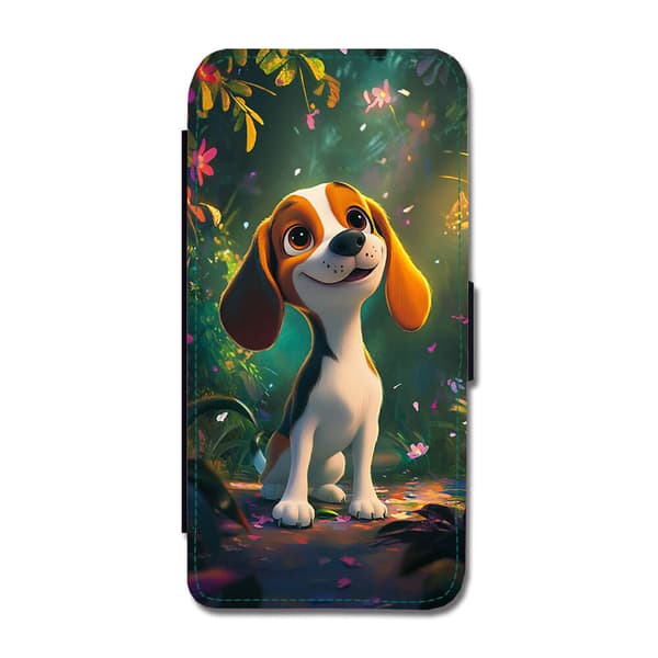 Barn Tecknad Beagle Hund Samsung Galaxy A32 4G Flip Mobilfodral