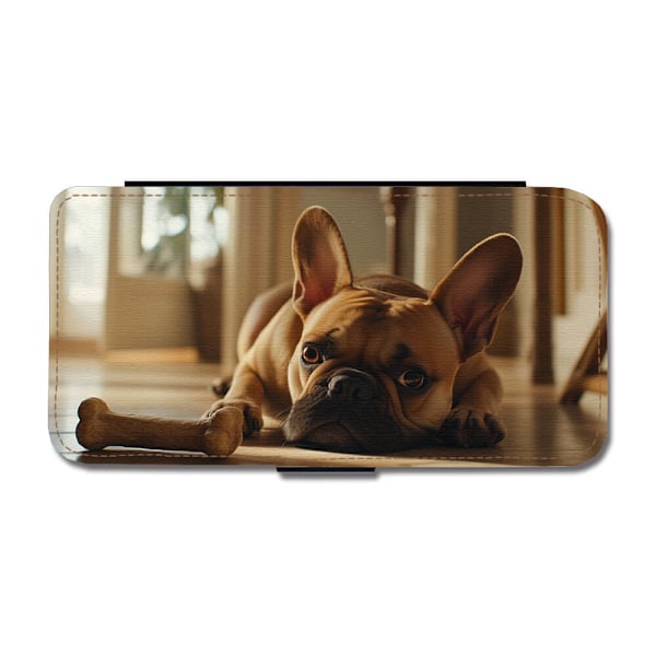 Hund Fransk Bulldogg iPhone 14 Pro Max Flip Mobilfodral